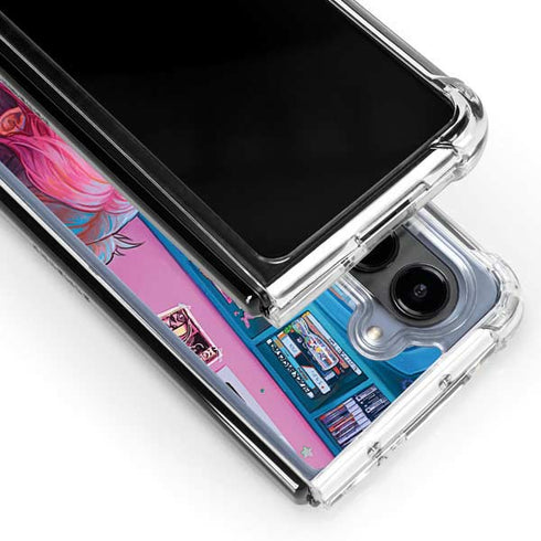 Pink Hair Anime Gamer Girl by Ivy Dolamore Galaxy Z Fold5 5G Clear Case