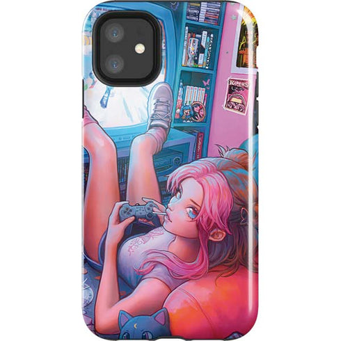 Pink Hair Anime Gamer Girl by Ivy Dolamore iPhone 11 Impact Case