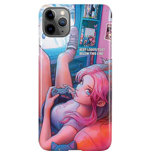 Pink Hair Anime Gamer Girl by Ivy Dolamore iPhone 11 Pro Max Lite Case