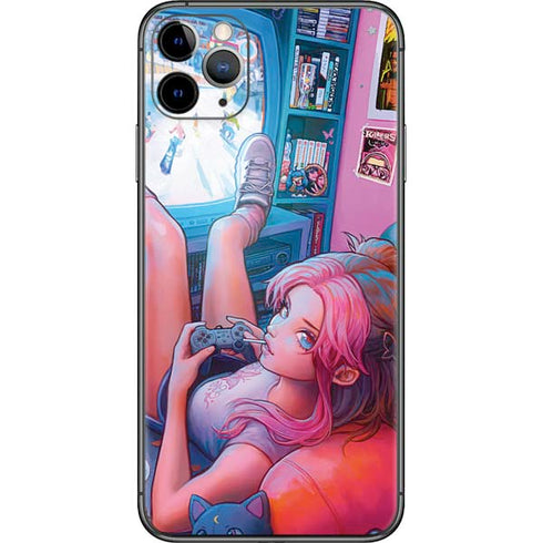 Pink Hair Anime Gamer Girl by Ivy Dolamore iPhone 11 Pro Max Skin
