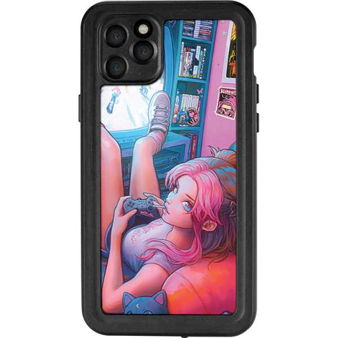 Pink Hair Anime Gamer Girl by Ivy Dolamore iPhone 11 Pro Max Waterproof Case
