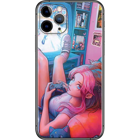 Pink Hair Anime Gamer Girl by Ivy Dolamore iPhone 11 Pro Skin