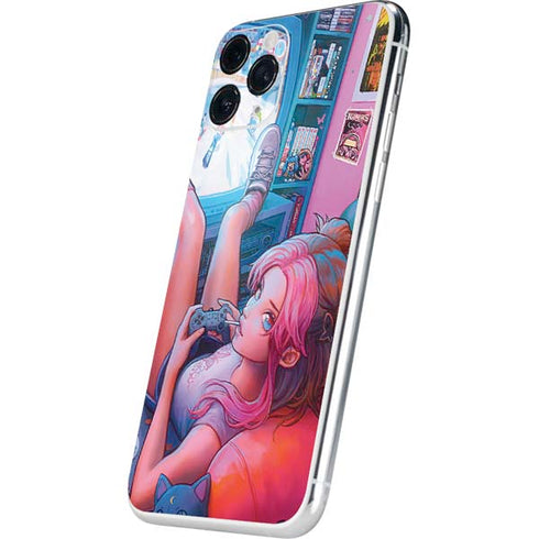 Pink Hair Anime Gamer Girl by Ivy Dolamore iPhone 11 Pro Skin