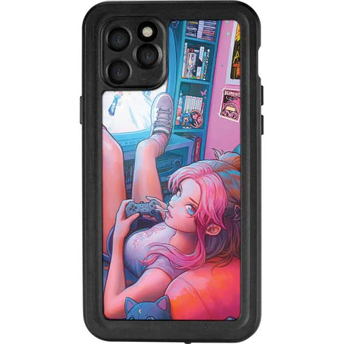 Pink Hair Anime Gamer Girl by Ivy Dolamore iPhone 11 Pro Waterproof Case