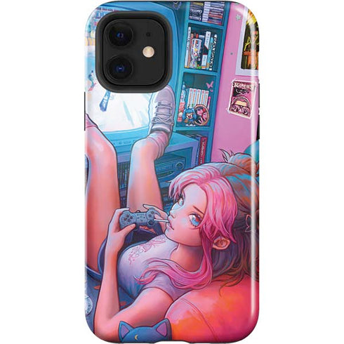 Pink Hair Anime Gamer Girl by Ivy Dolamore iPhone 12 Impact Case