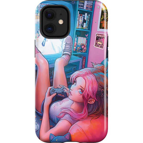 Pink Hair Anime Gamer Girl by Ivy Dolamore iPhone 12 Mini Impact Case