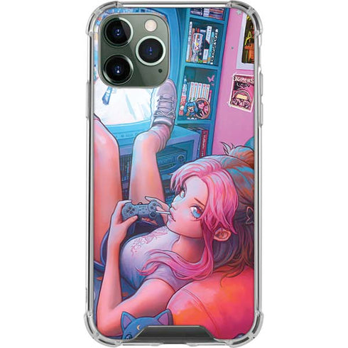 Pink Hair Anime Gamer Girl by Ivy Dolamore iPhone 12 Pro Clear Case