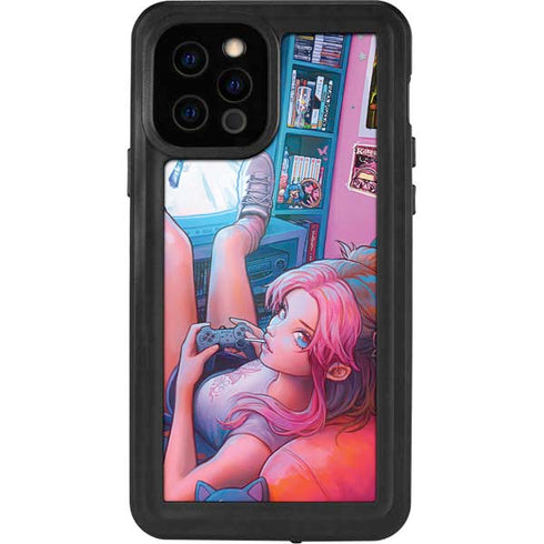 Pink Hair Anime Gamer Girl by Ivy Dolamore iPhone 12 Pro Waterproof Case