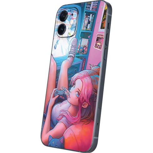 Pink Hair Anime Gamer Girl by Ivy Dolamore iPhone 12 Skin