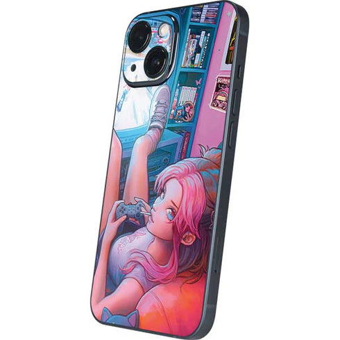 Pink Hair Anime Gamer Girl by Ivy Dolamore iPhone 13 Mini Skin