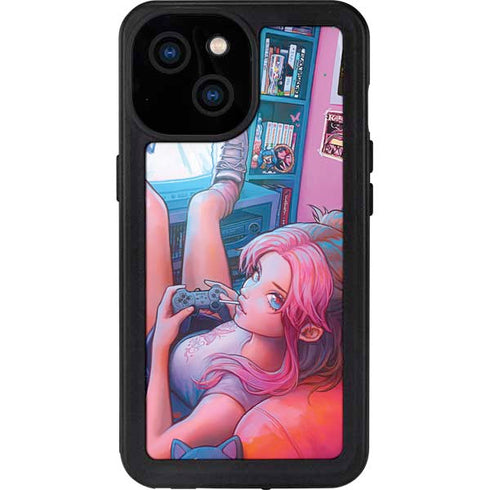Pink Hair Anime Gamer Girl by Ivy Dolamore iPhone 13 Mini Waterproof Case