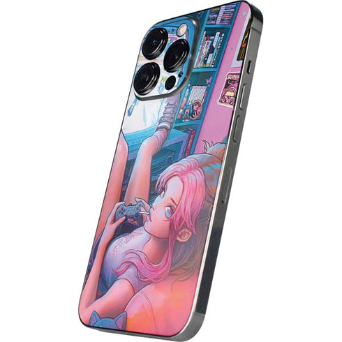 Pink Hair Anime Gamer Girl by Ivy Dolamore iPhone 13 Pro Skin