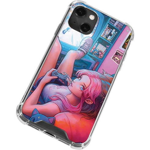 Pink Hair Anime Gamer Girl by Ivy Dolamore iPhone 14 Plus Clear Case