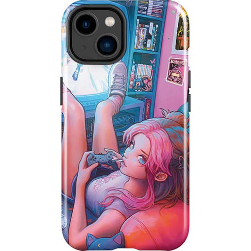 Pink Hair Anime Gamer Girl by Ivy Dolamore iPhone 15 Plus Impact Case