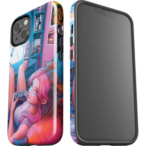 Pink Hair Anime Gamer Girl by Ivy Dolamore iPhone 15 Plus Impact Case