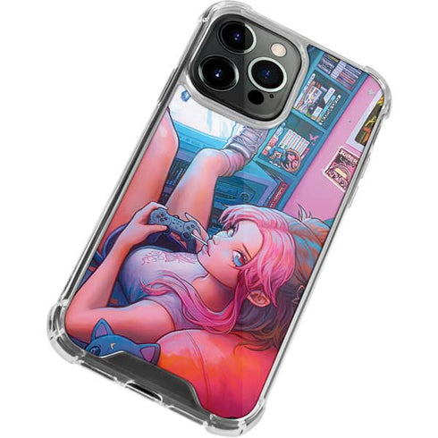 Pink Hair Anime Gamer Girl by Ivy Dolamore iPhone 14 Pro Clear Case