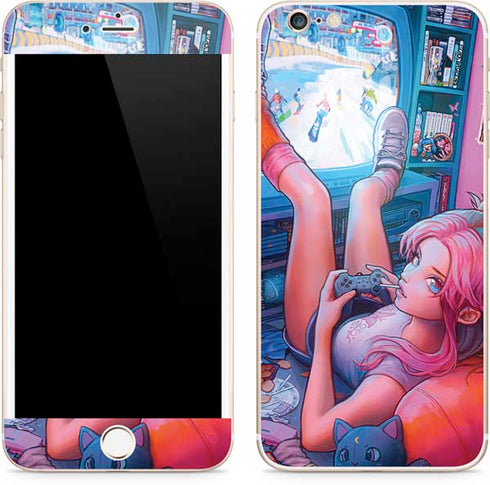 Pink Hair Anime Gamer Girl by Ivy Dolamore iPhone 6/6s Plus Skin