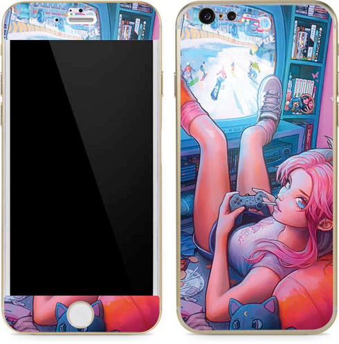 Pink Hair Anime Gamer Girl by Ivy Dolamore iPhone 6/6s Skin