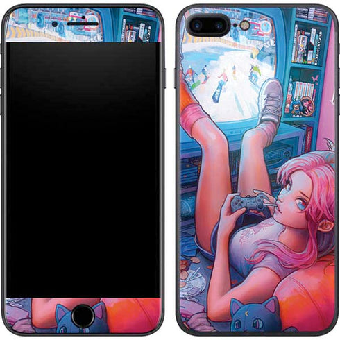 Pink Hair Anime Gamer Girl by Ivy Dolamore iPhone 8 Plus Skin