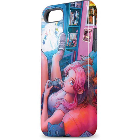 Pink Hair Anime Gamer Girl by Ivy Dolamore iPhone 8 Pro Case