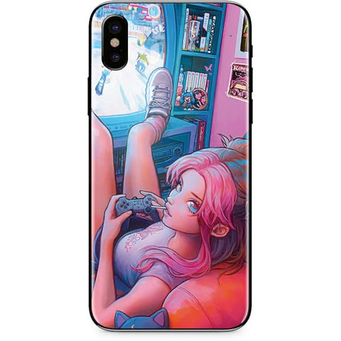 Pink Hair Anime Gamer Girl by Ivy Dolamore iPhone XS Skin
