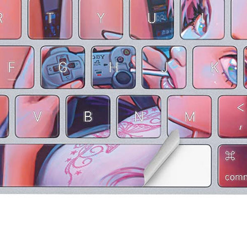 Pink Hair Anime Gamer Girl by Ivy Dolamore Magic Keyboard Skin