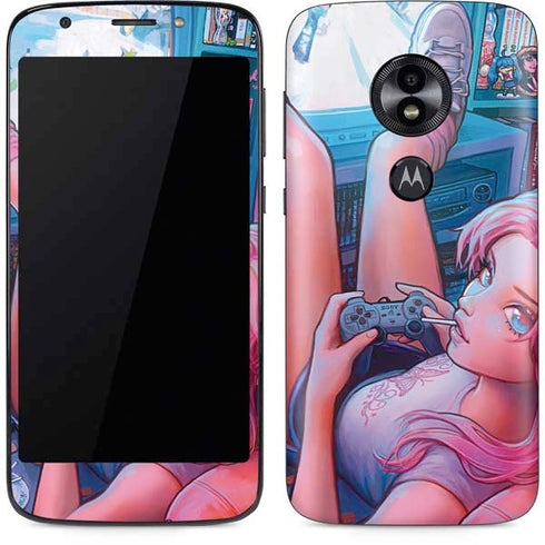 Pink Hair Anime Gamer Girl by Ivy Dolamore Moto E5 Play Skin