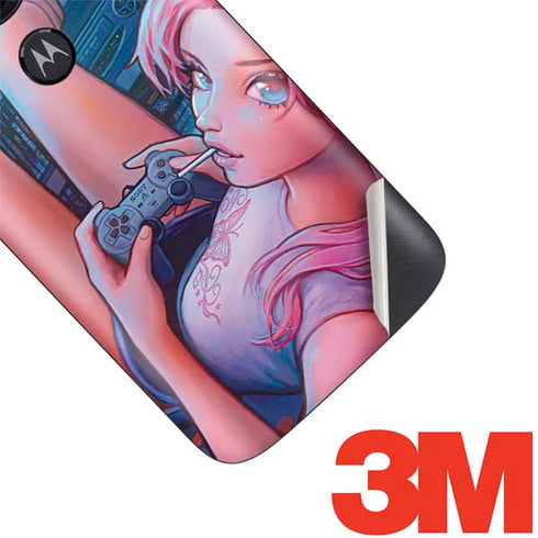 Pink Hair Anime Gamer Girl by Ivy Dolamore Moto E5 Play Skin