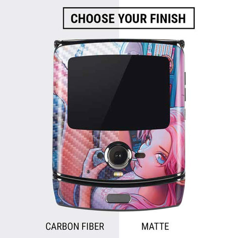 Pink Hair Anime Gamer Girl by Ivy Dolamore Motorola RAZR Skin