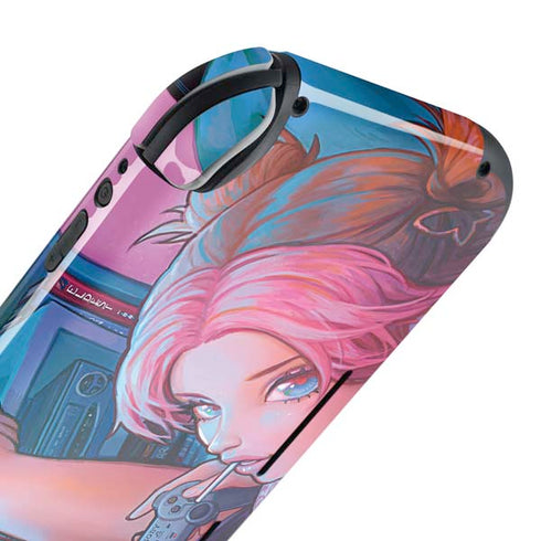 Pink Hair Anime Gamer Girl by Ivy Dolamore Nintendo Switch Lite Skin