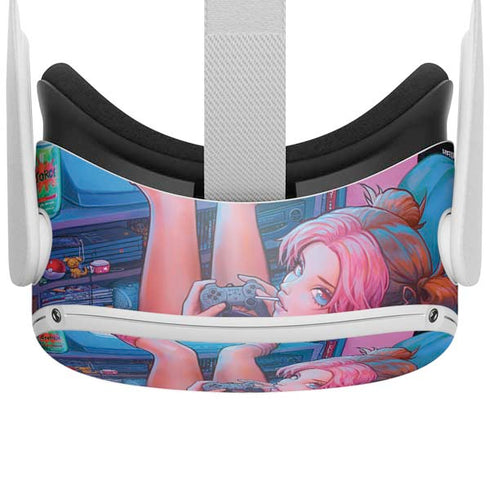 Pink Hair Anime Gamer Girl by Ivy Dolamore Oculus Quest 2 Skin