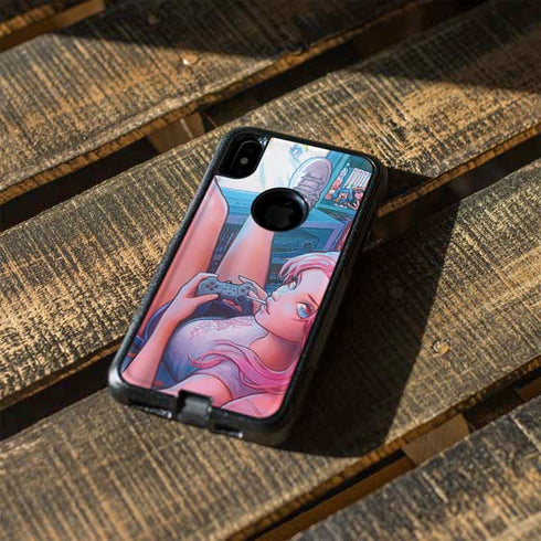 Pink Hair Anime Gamer Girl by Ivy Dolamore Otterbox Commuter iPhone Skin