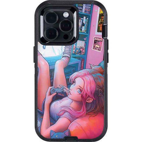 Pink Hair Anime Gamer Girl by Ivy Dolamore Otterbox Defender iPhone Skin