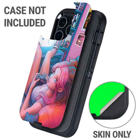 Pink Hair Anime Gamer Girl by Ivy Dolamore Otterbox Defender iPhone Skin