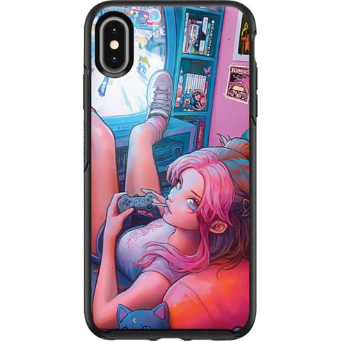 Pink Hair Anime Gamer Girl by Ivy Dolamore Otterbox Symmetry iPhone Skin