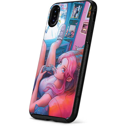Pink Hair Anime Gamer Girl by Ivy Dolamore Otterbox Symmetry iPhone Skin