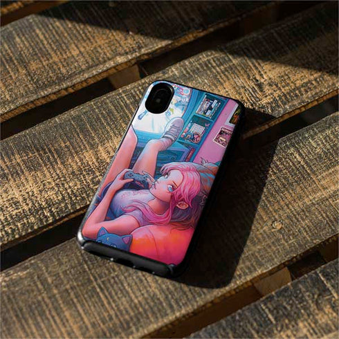 Pink Hair Anime Gamer Girl by Ivy Dolamore Otterbox Symmetry iPhone Skin