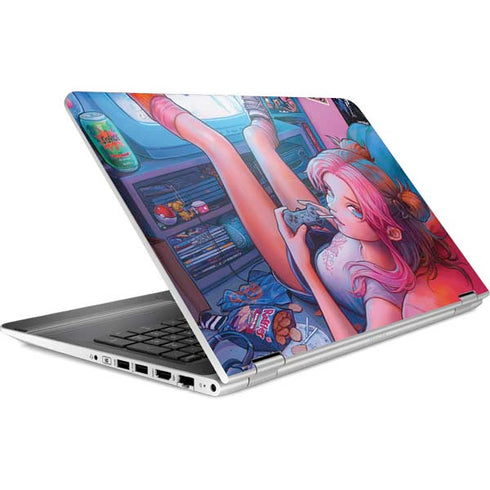 Pink Hair Anime Gamer Girl by Ivy Dolamore HP Pavilion Skin