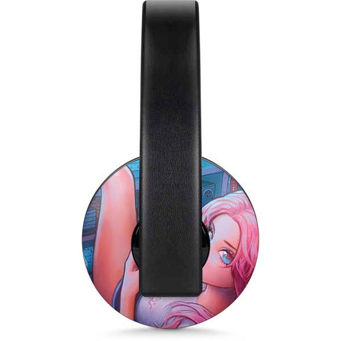 Pink Hair Anime Gamer Girl by Ivy Dolamore PlayStation 4 Gold Wireless Headset Skin
