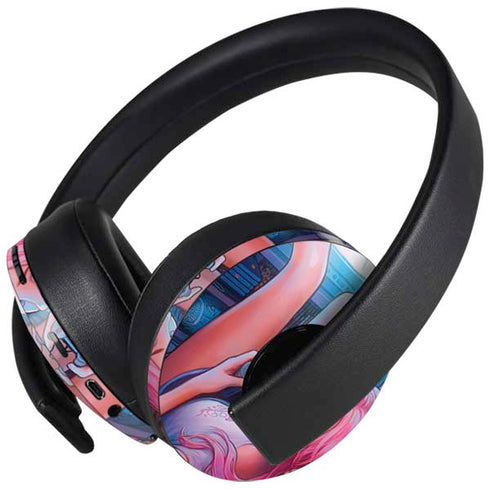 Pink Hair Anime Gamer Girl by Ivy Dolamore PlayStation 4 Gold Wireless Headset Skin