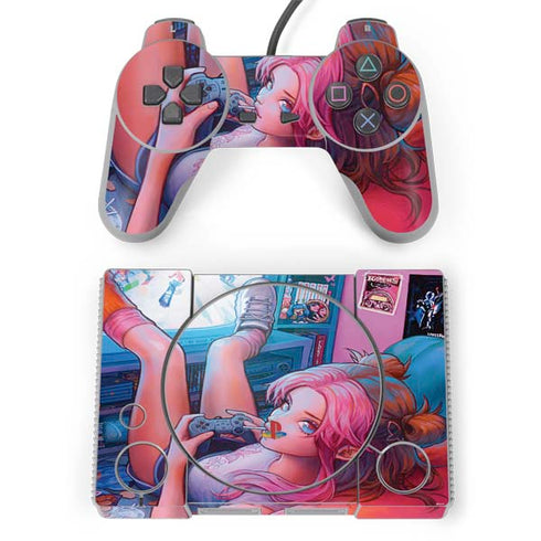 Pink Hair Anime Gamer Girl by Ivy Dolamore PlayStation Classic Bundle Skin