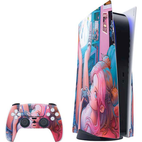 Pink Hair Anime Gamer Girl by Ivy Dolamore PS5 Bundle Skin