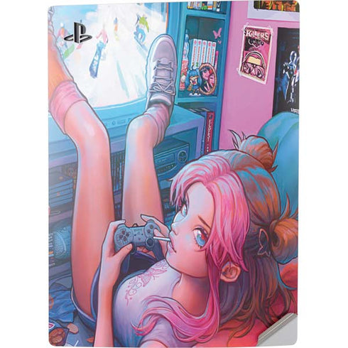 Pink Hair Anime Gamer Girl by Ivy Dolamore PS5 Digital Edition Console Skin