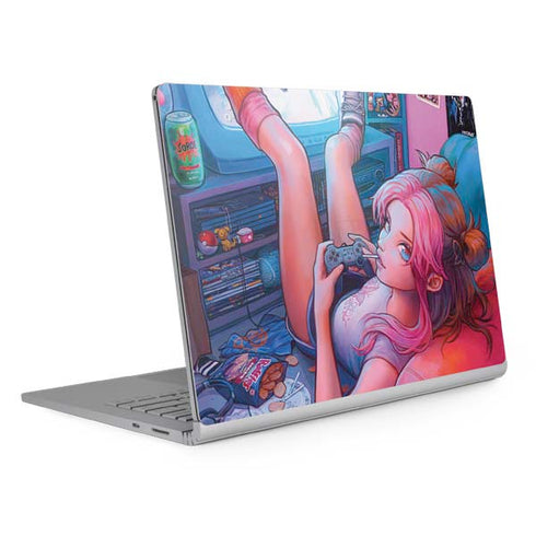 Pink Hair Anime Gamer Girl by Ivy Dolamore Surface Book 2 15in Skin
