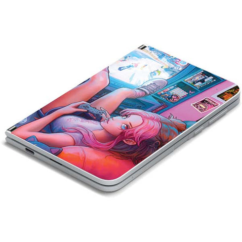 Pink Hair Anime Gamer Girl by Ivy Dolamore Surface Duo Skin