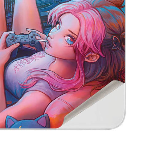 Pink Hair Anime Gamer Girl by Ivy Dolamore Surface Duo Skin