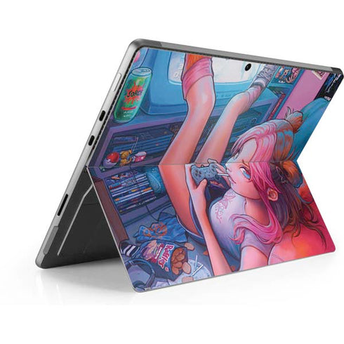 Pink Hair Anime Gamer Girl by Ivy Dolamore Surface Pro 9 Skin