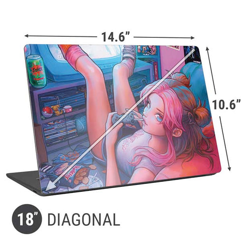 Pink Hair Anime Gamer Girl by Ivy Dolamore Universal Laptop 18in (14.6 x 10.6in) Skin