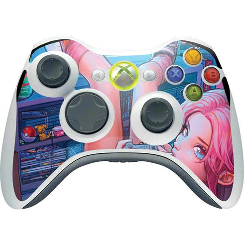 Pink Hair Anime Gamer Girl by Ivy Dolamore Xbox 360 Wireless Controller Skin