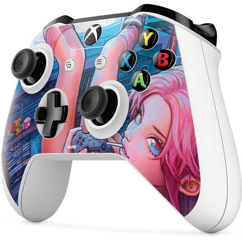 Pink Hair Anime Gamer Girl by Ivy Dolamore Xbox One S All-Digital Edition Bundle Skin